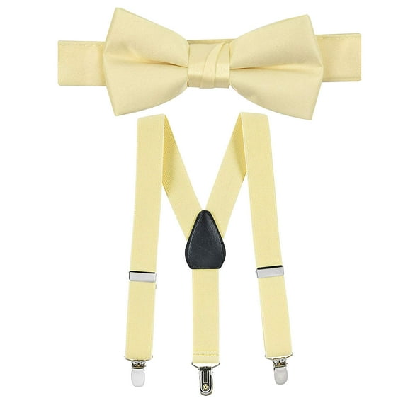 Hold'em Bow Tie Set, Baby Pre-Tied Bow Tie, 1' Suspender for Toddler Kids - Banana