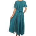 thumbnail image 2 of Sakkas Hailey Cap Sleeve Caftan Long Embroidered Stonewashed Dress - Turquoise - L/XL, 2 of 5