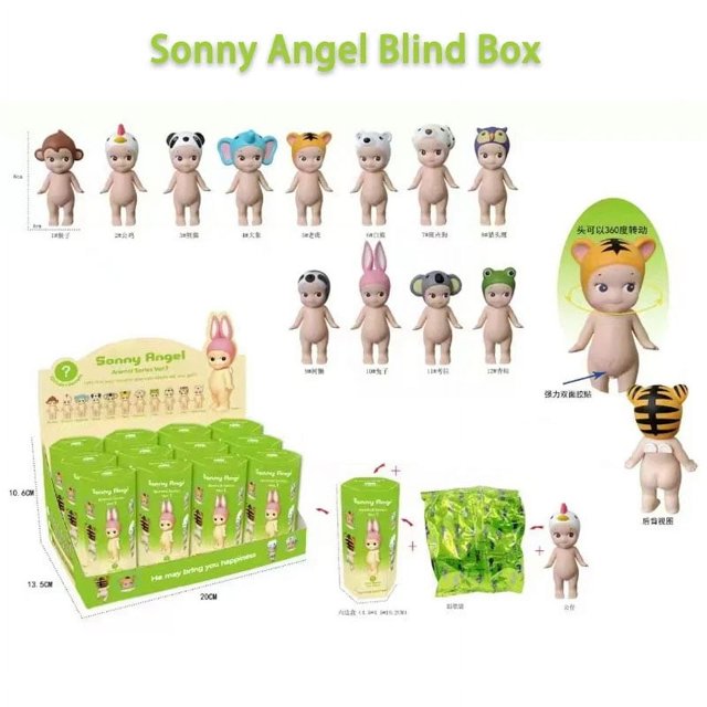 Sonny Angel Animal Stand up Mini Anime Personaje Muñeca Accesorios Muñeca Regalo de cumpleaños de Navidad para niños