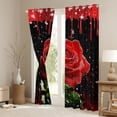 thumbnail image 3 of Homewish Valentine'S Day Rose Black Out Curtains,Romance Flower Floral Curtains Pack of 2 (42x63 Each),Black Red Bedroom Curtains For Men Women,Luxury Bedroom Decor, 3 of 6