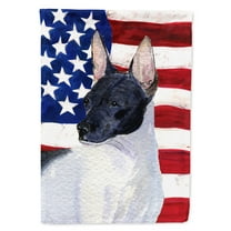 USA American Flag with Rat Terrier Flag Canvas House Size
