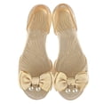 thumbnail image 1 of Bmisegm Ladies Summer Pearl Bow Jelly Beach Large Size Flat Transparent Sandals Single Shoes Womens Sandals Summer Beige 8.5, 1 of 5