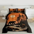 thumbnail image 3 of Manfei Reindeer Bear Adult Full Size Comforter Sets, Black Rustic Animal Bedding Comforter Set, Vintage Countryside Reversible Bedding Sets, Luxury Bedroom Decor, 3pcs, 3 of 9