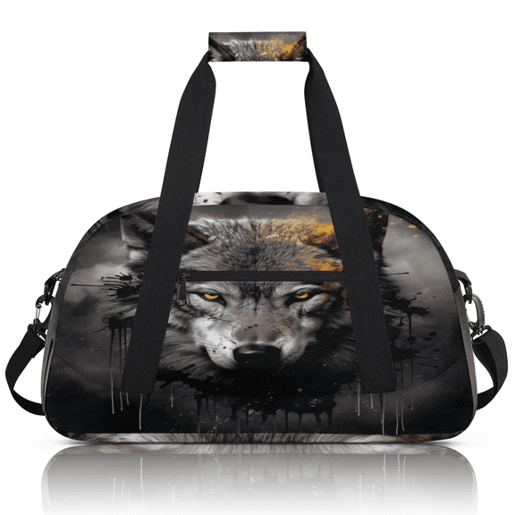 Herdesigns Wolf Sports Duffle Bag for Women & Men, Gym Bag Dance Bag Overnight Bag Carry On Weekender Travel Bag