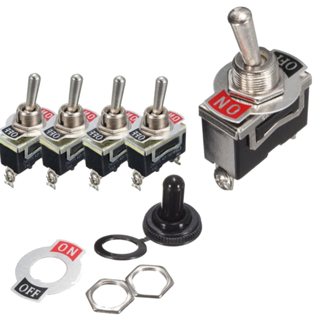 5pcs Heavy Duty Toggle Switch Waterproof Cover 12V ON/OFF Car Dash Light 12 Volt SPST Metal