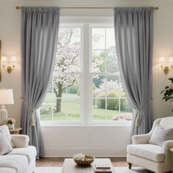 SMILETIME Velvet Curtains with Rod Pocket, Thermal Insulated Super Soft Privacy Noise Reducing Light-Filtering Velvet Curtains for Living Room Bedroom, 2 Panels