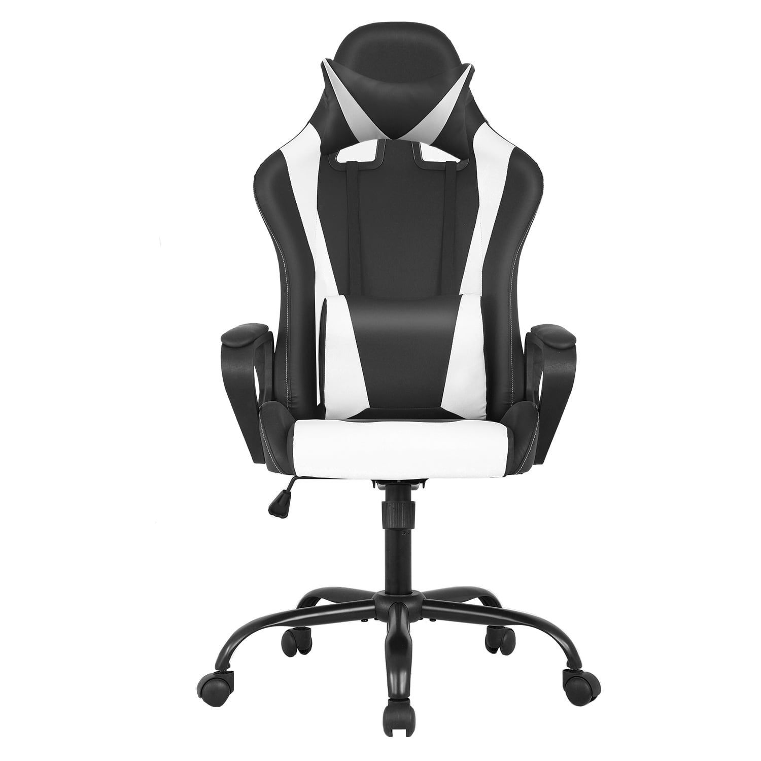 Furniture of America Blitz Faux Leather Gaming Chair, Black and White