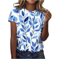 thumbnail image 2 of PXLKNZH T-Shirts Décontractés à Manches Courtes pour Femmes Col Rond Tuniques Mignonnes Hauts Basiques Blouses Tee de Travail Multicolore,TTG, 2 of 5