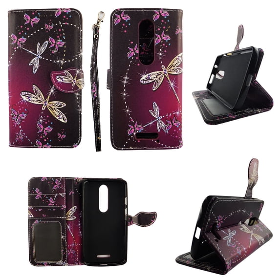 Sparkly Butterfly Wallet Folio Case for Motorola DROID Turbo 2 Fashion Flip PU Leather Cover Card Cash Slots & Stand