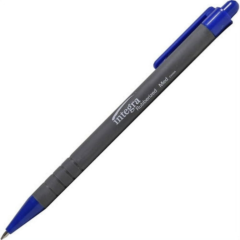 Integra Rubber Barrel Retractable Ballpoint Pens - Medium Pen Point - 1 mm Pen Point Size - Retractable - Blue - Rubber Barrel - 1 Dozen Integra Rubber Barrel Retractable Ballpoint Pens - Medium Pen Point - 1 mm Pen Point Size - Retractable - Blue - Rubber Barrel - 1 Dozen