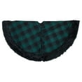 thumbnail image 4 of Northlight 48" Green and Black Plaid Christmas Tree Skirt with Faux Fur, 4 of 5
