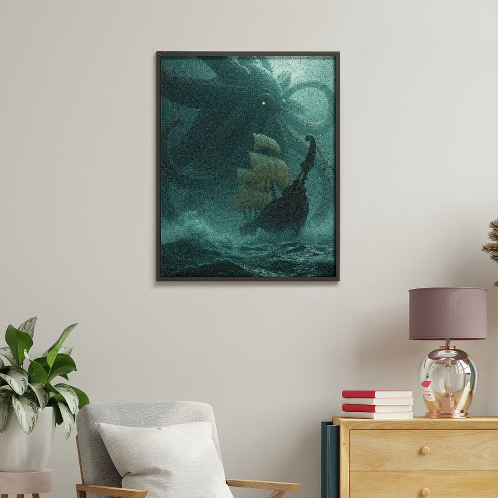 Paint By Numbers Kit for Adults Beginner - DIY Epic Sea Monster Ship Adventure Canvas Painting Kits for Adults, Frameless Paint By Number for Adults for Home Wall Decor 16x20 Inch