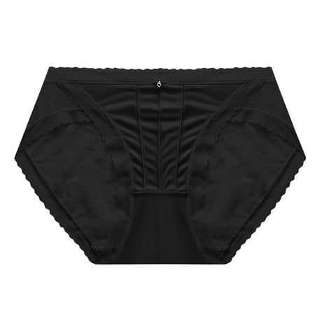 Womens Boxers Underwear Lace Satin Underwear for Women Mid Waisted Lace Panties Soft Breathable Underpant Satin Brief Ladies Underwear Panties Cotton Underwear for Women Cheeky Black L