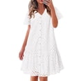 thumbnail image 1 of Vestido de verano KIRUNDO 2025 con botones y cuello en V de encaje blanco XXL, 1 of 8