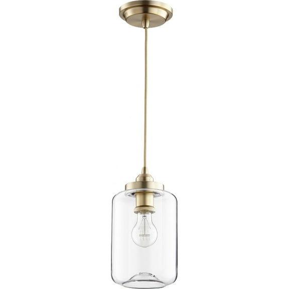846-80 Quorum Lighting 1 Light Pendant in Transitional style - 5.75 inches wide by 10.75 inches high-Aged Brass Finish    -Traditional Installation