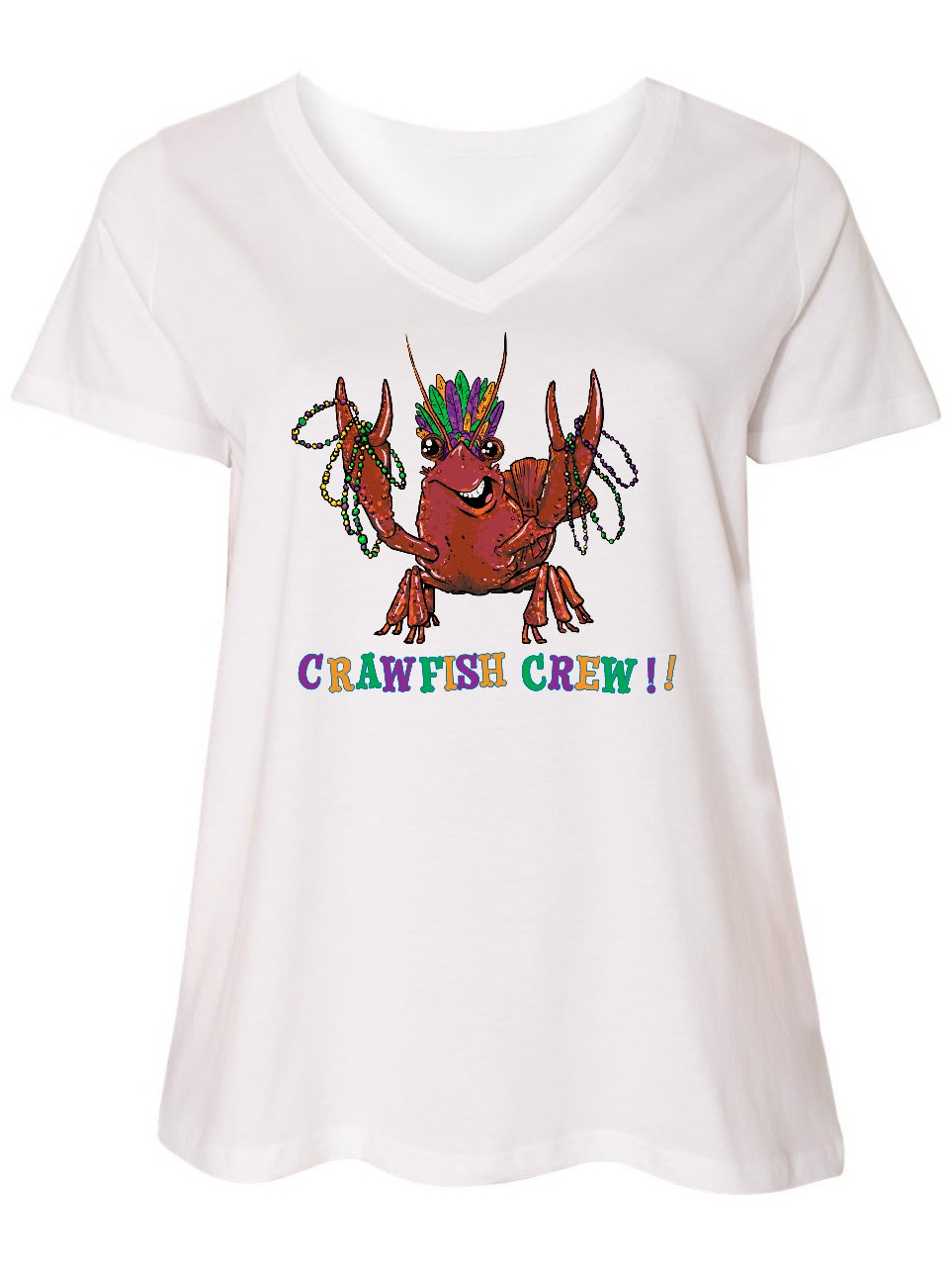 INKtastic - Crawfish Crew Mardi Gras Crayfish with Beads Women's Plus Size V-Neck - Walmart.com 