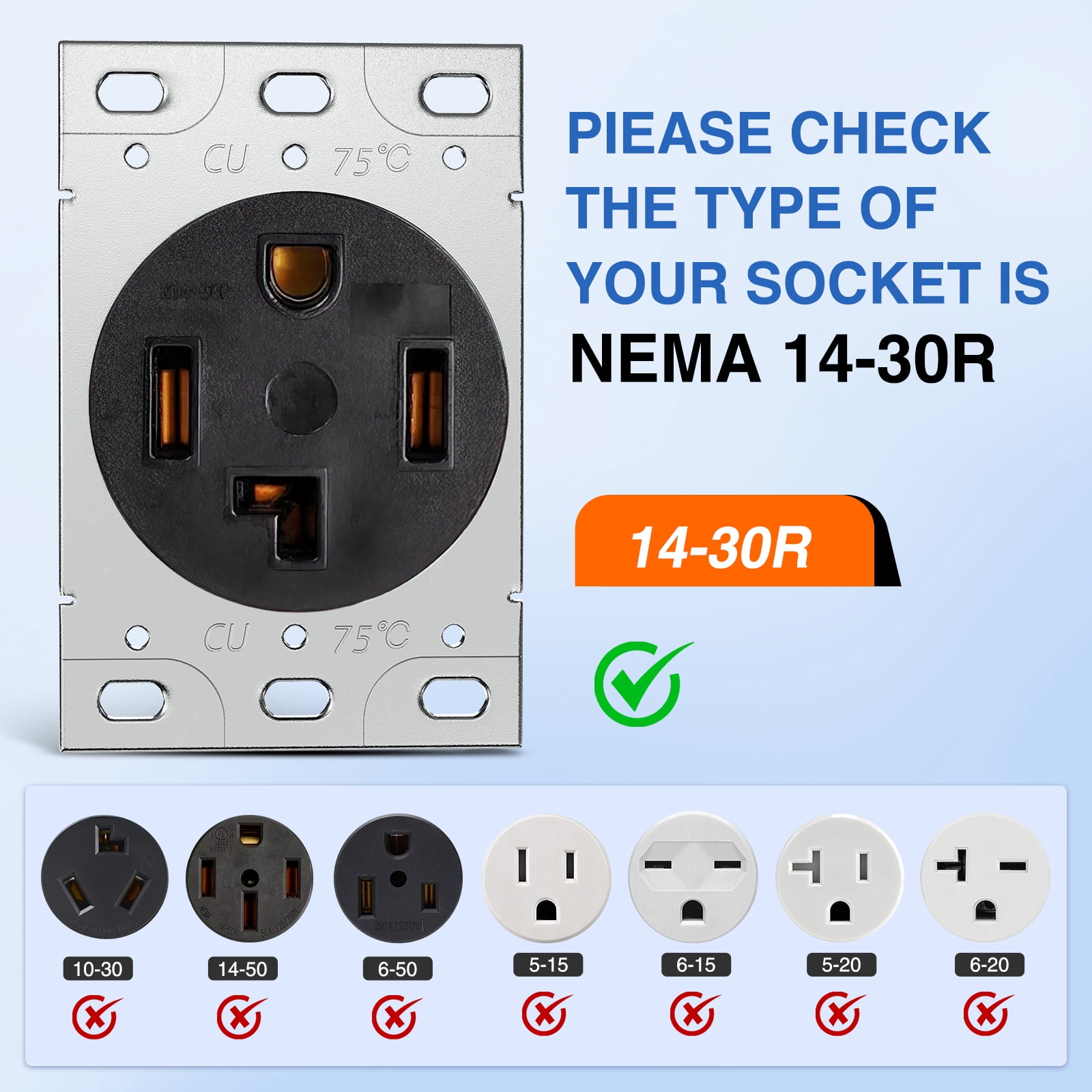Nilight 25FT EV Dryer Extension Cord 4 Prong 30 Amp NEMA 14-30P 14-30R Old Dryer Extension Cable Heavy Duty 10 Gauge Pure Copper Wire UL Listed 125/250V for Level 2 EV Charging