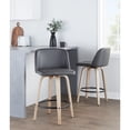 thumbnail image 3 of The Gray Barn  Vallberga 26" Counter Stool with White Washed Wood Base (Set of 2) Grey Faux Leather/Round Black Footrest Black Finish,Washed Faux, 3 of 5