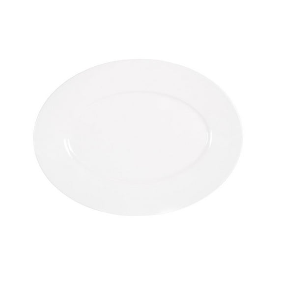Cal Mil Classic Rim White Oval Melamine Platter, 12 inch Width x 9 inch Depth x 0.75 inch Height -- 6 per case.