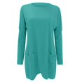 thumbnail image 4 of YEJIMAN Long Sleeve T-shirt, Green Shirt Women Trendy, Full Size Pocketed Round Neck Long Sleeve T Shirt Women's Spring and Autumn Pocket Round Neck Long Sleeve T Shirt Casual Loose Top, Big & Tall, 4 of 5
