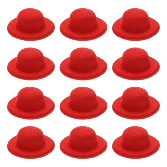 Uxcell 2.3" Mini Formal Hats, 12 Pcs Miniature Doll Hats Mini Top Hat for Crafts Hair Accessories Decorate Doll Snowman, Red