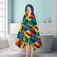 thumbnail image 6 of Colorful Dinosaurs Pop Art Square Pattern Hooded Bath Towel，50"x30" for Ages 3 To 12 Kids, Quick Dry Lightweight Soft Microfiber Hood Beach Towel Cover Up for Kids, 6 of 7