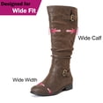 thumbnail image 3 of Love Steetly Women's Extra Wide Calf Knee High Boots, Slouched Shaft Tall Boots, Dual Antique Buckles, Low Stacked Heel Side Zipper Riding Boots., 3 of 7