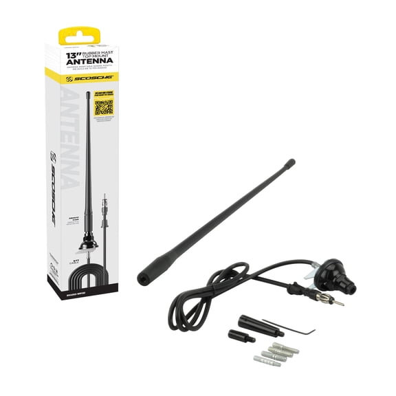Scosche RMA900-WM1SD Universal 13” Rubber Mast Car Radio Antenna Fits Domestic and Import Vehicles