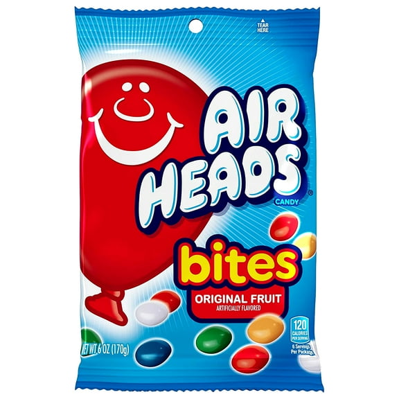 AirHeads Bites Candy Peg Bag, Fruit, Non Melting, 6 Ounce (Bulk Pack of 12)