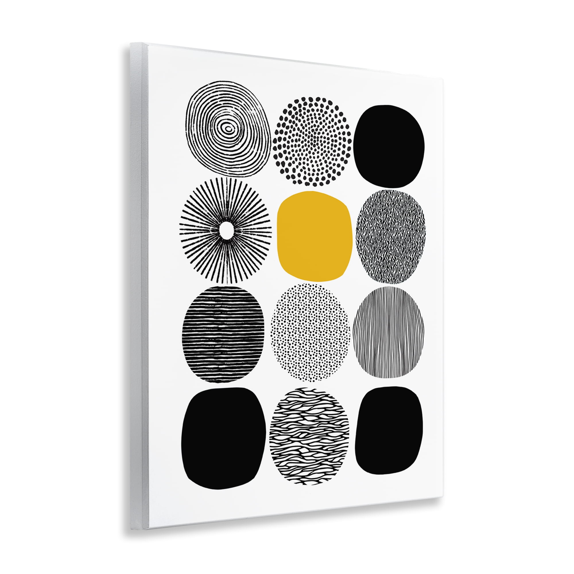 Stupell Industries Patterned Circles Yellow Accent Abstract Painting Unframed Art Print Wall Art, 11 x 14