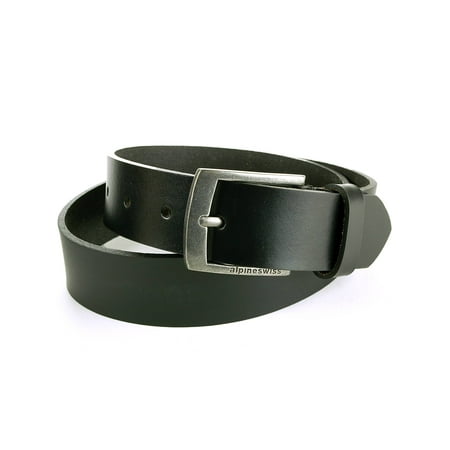 Alpine Swiss Mens Leather Belt Slim 1 1/4” Casual Jean Dakota Signature (Best Leather Belt For Jeans)