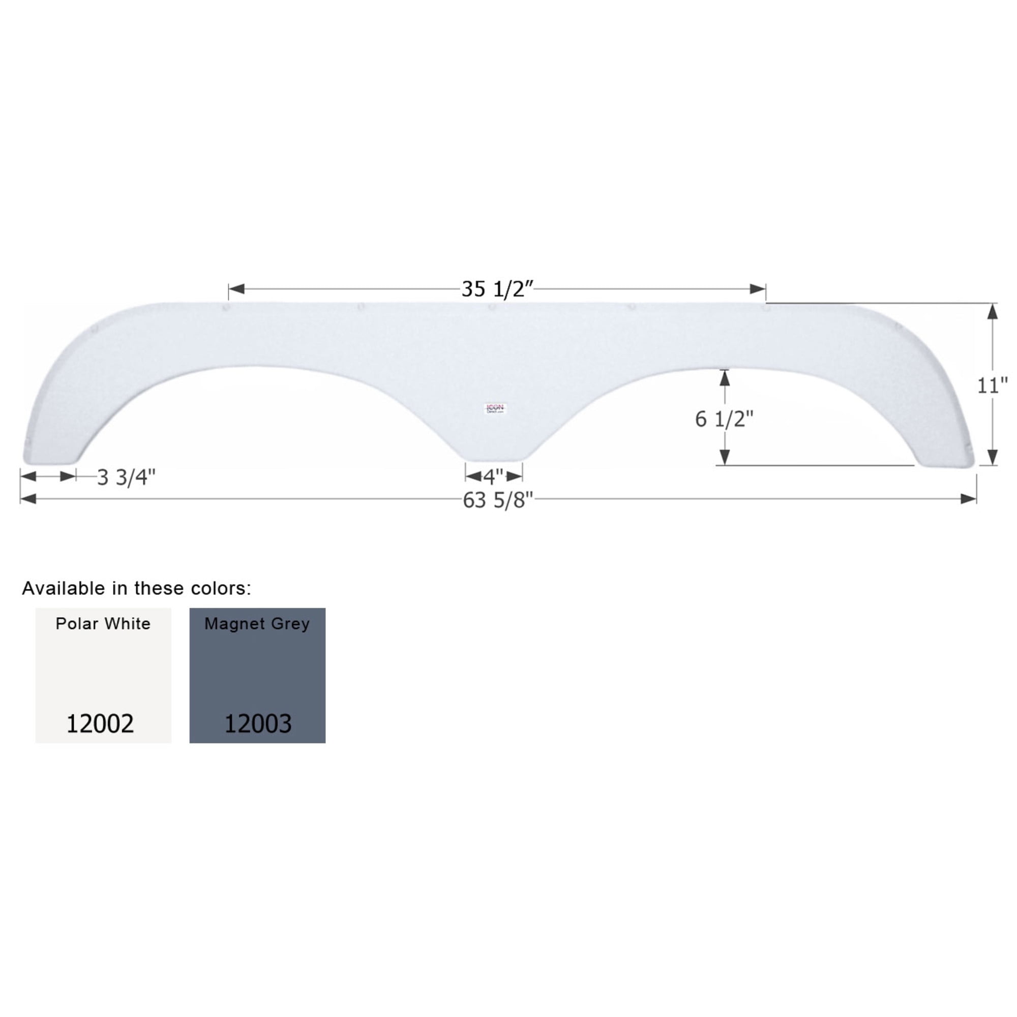 Icon 12002 Tandem Fender Skirt for Okanagan FS2002 - Polar White