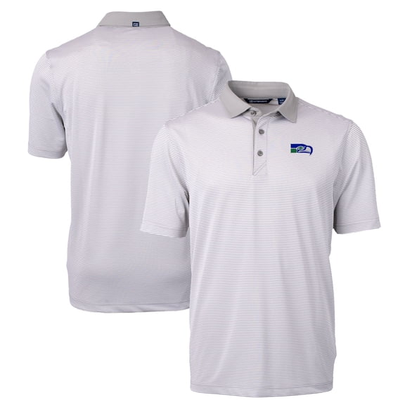 Men's Cutter & Buck Gray Seattle Seahawks Big & Tall Virtue Eco Pique Micro Stripe Recycled Polo
