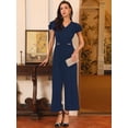 thumbnail image 3 of DARING DIVA Women's Formal Ruffled Sleeve Wide Legs Jumpsuits XL Dark Blue, 3 of 5
