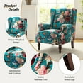 thumbnail image 6 of Upholstered  Wingback Armchair Solid Rubber Wood Legs Transitional Home Living Room Bedroom Peacock, 6 of 7