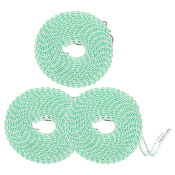 3Pack 16.4ft Windproof Nylon Clothesline, Widen Clothes Drying Rope, Green