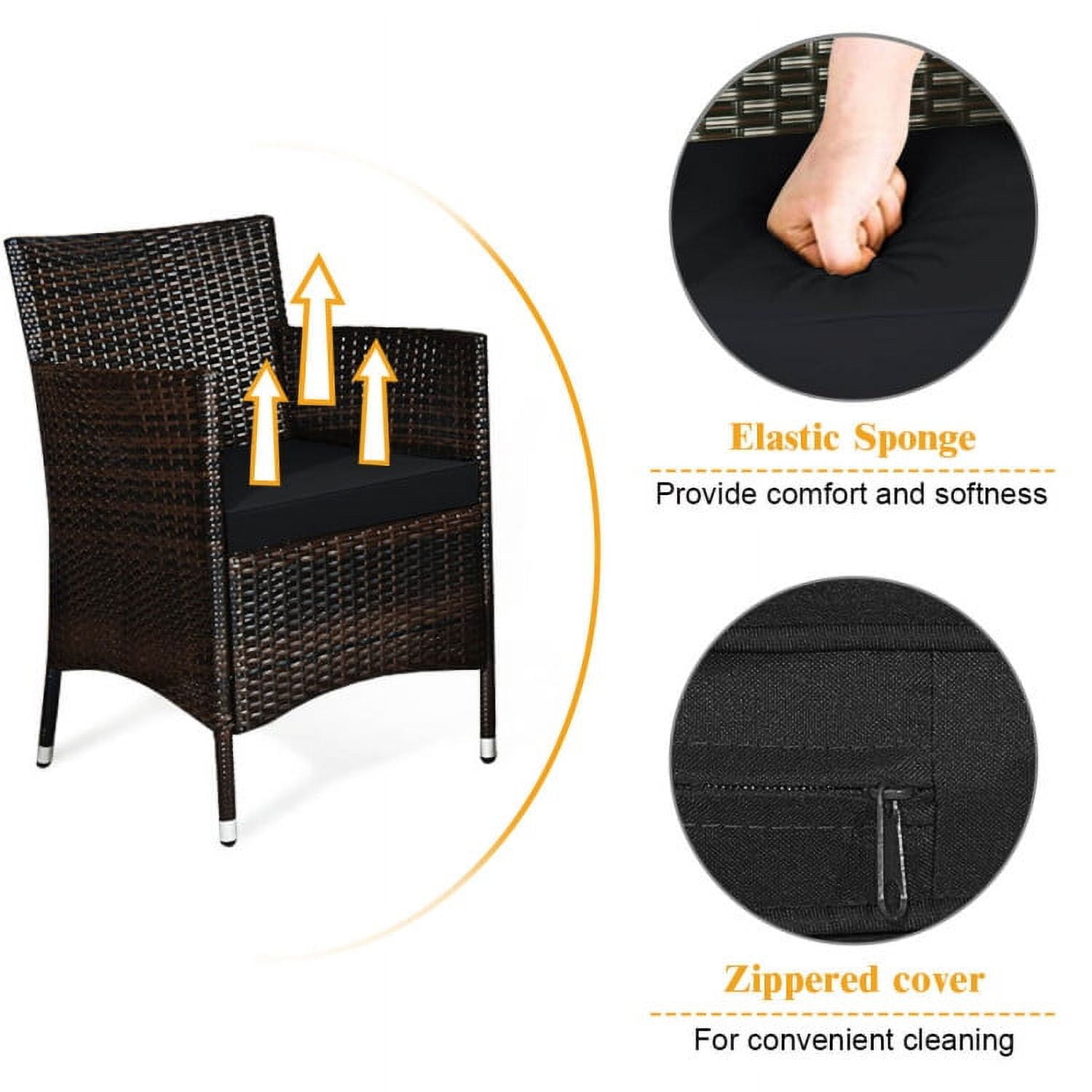 Aimee Lii 4 Pieces Patio Cushioned Wicker Conversation Set, Outdoor Sectional Set with with Glass Coffee Table, Black Aimee Lii 4 Pieces Patio Cushioned Wicker Conversation Set, Outdoor Sectional Set with with Glass Coffee Table, Black