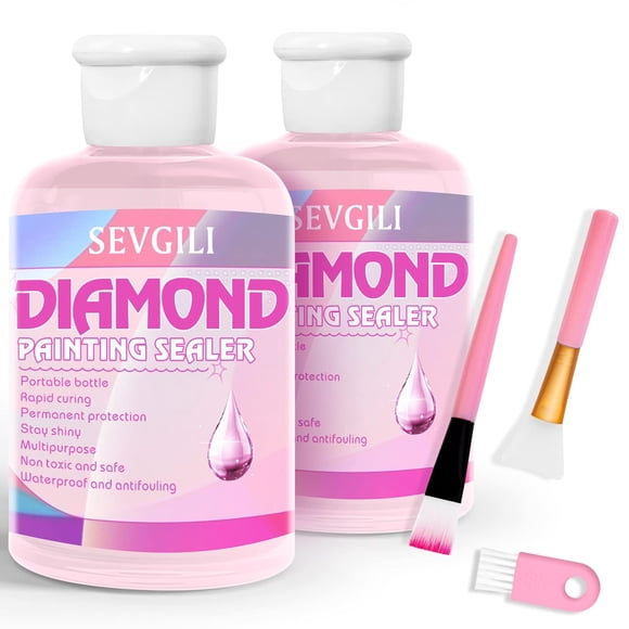 Sevgili Kit sellador de pintura de diamantes 240ML con cepillos sellador pegamento para rompecabezas adultos accesorios y herramientas de pintura de diamantes 8OZ