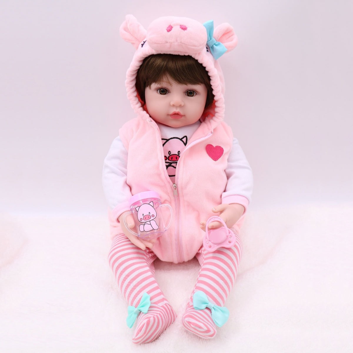 19 Inches Lifelike Vinyl Silicone Reborn Newborn Baby Dolls Realistic Handmade Newborn Girls