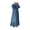 Blue, variant on Women Dress Round Neck Puff Long Sleeve Loose Fit Maxi Dress with Layered Ruffle Hem Puff Sleeves Holiday Wear White