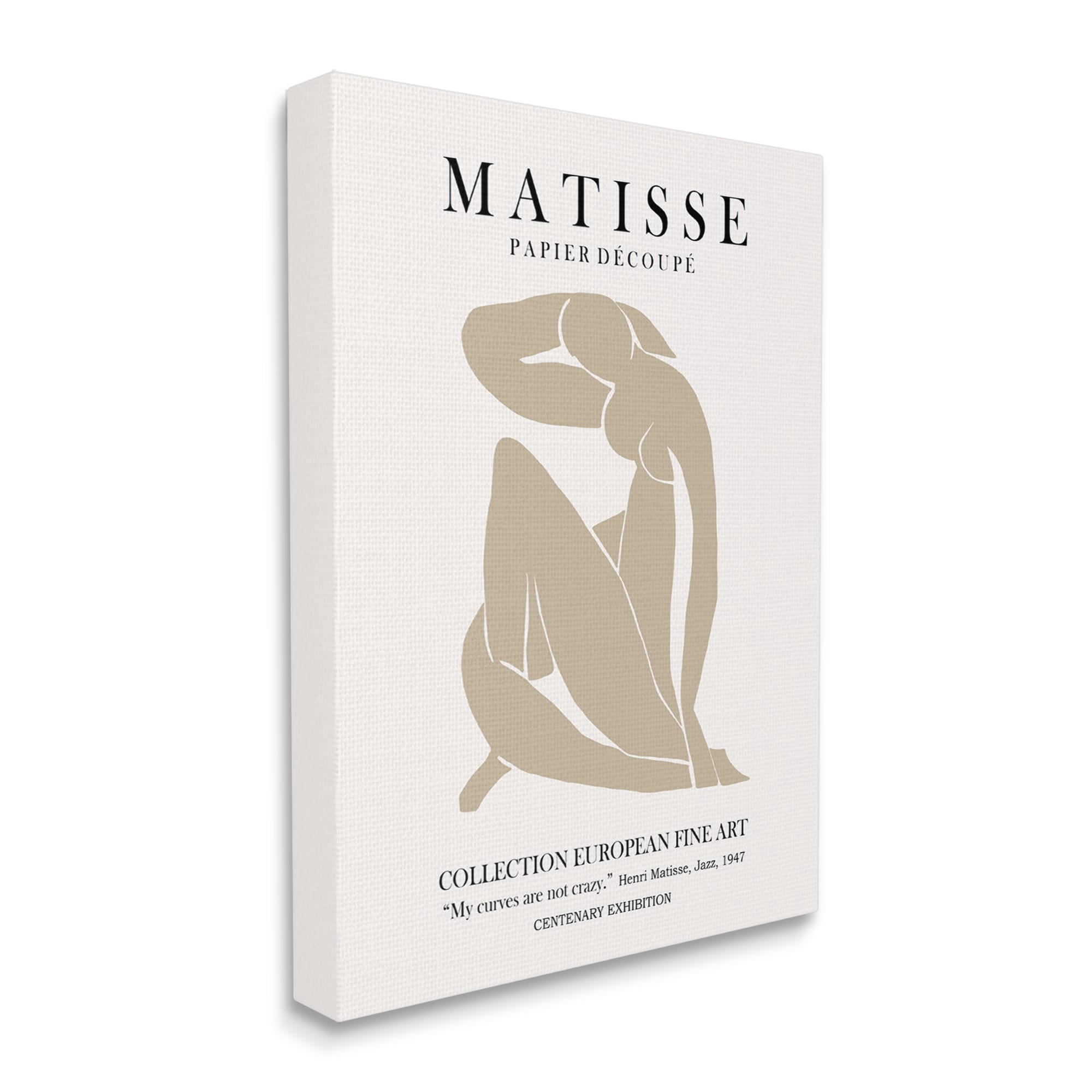 Stupell Industries Neutral Silhouette Modern Woman Matisse Exhibition Text Canvas Wall Art, 30 x 40, Design by Ros Ruseva