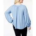 thumbnail image 2 of Say What Trendy Plus Size V Neck Blouse Blue 1x, 2 of 2