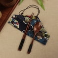 thumbnail image 3 of Travel Portable Wooden Spoon Chopsticks Set Japanese Style Food Serving Spoon Smooth Handle Tableware Set with Wrapping Cutlery Bag (Black), 3 of 8