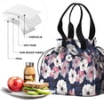 thumbnail image 4 of Pioneer Flower Floral Print Pattern Drawstring Lunch Bag Women - Drawstring Lunch Bag Insulated for Work Office - Stain-Resistant Large Lunchbags for Women with Multi-Pockets, 4 of 6