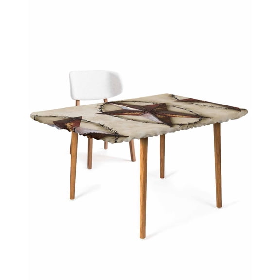 Texas Star Rustic Rectangle Tablecloth, Waterproof Elastic Fitted Table Covers for 3 Foot Tables, 24x36inch Decorative Tablecloths for Picnic, Camping, Indoor, Outdoor, Vintage Country Stars Abstract