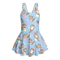 thumbnail image 4 of Xixirimido Otters Shell Starfish Blue Print Girls One Piece Swimsuit with Skirt Modest Sleeveless Swim Dress Featuring Built-in Shorts & UPF 50+ Sun Protection for Beach Pool, 3-4 Years, 4 of 7
