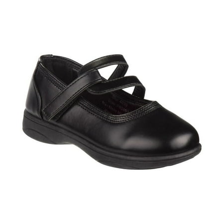 

Petalia Girls Double Strap Tween Hook & Loop School Shoes - Black 9