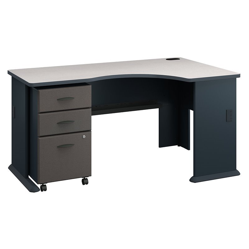 Bush Business Furniture Series A Right Corner Desk With Mobile File Cabinet In Slate And White Walmart Canada