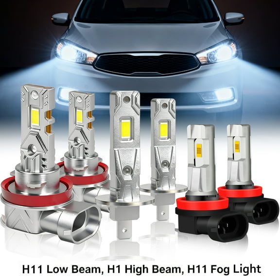 Fits for Kia Forte 2014 2015 2016 LED Headlight High Low Beam Fog Light Bulbs Kit 6000K Crystal White 6Pack