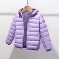 thumbnail image 2 of AHTJRT Hooded Jackets for Kids Girls Boys Solid Color Full Zip Pockets Puffer Shacket Fall Winter Spring Long Sleeve Windproof Puffy Coats Purple#02 6-7 Years, 2 of 4
